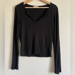 Antistar Black Ribbed VNeck  Soft Top